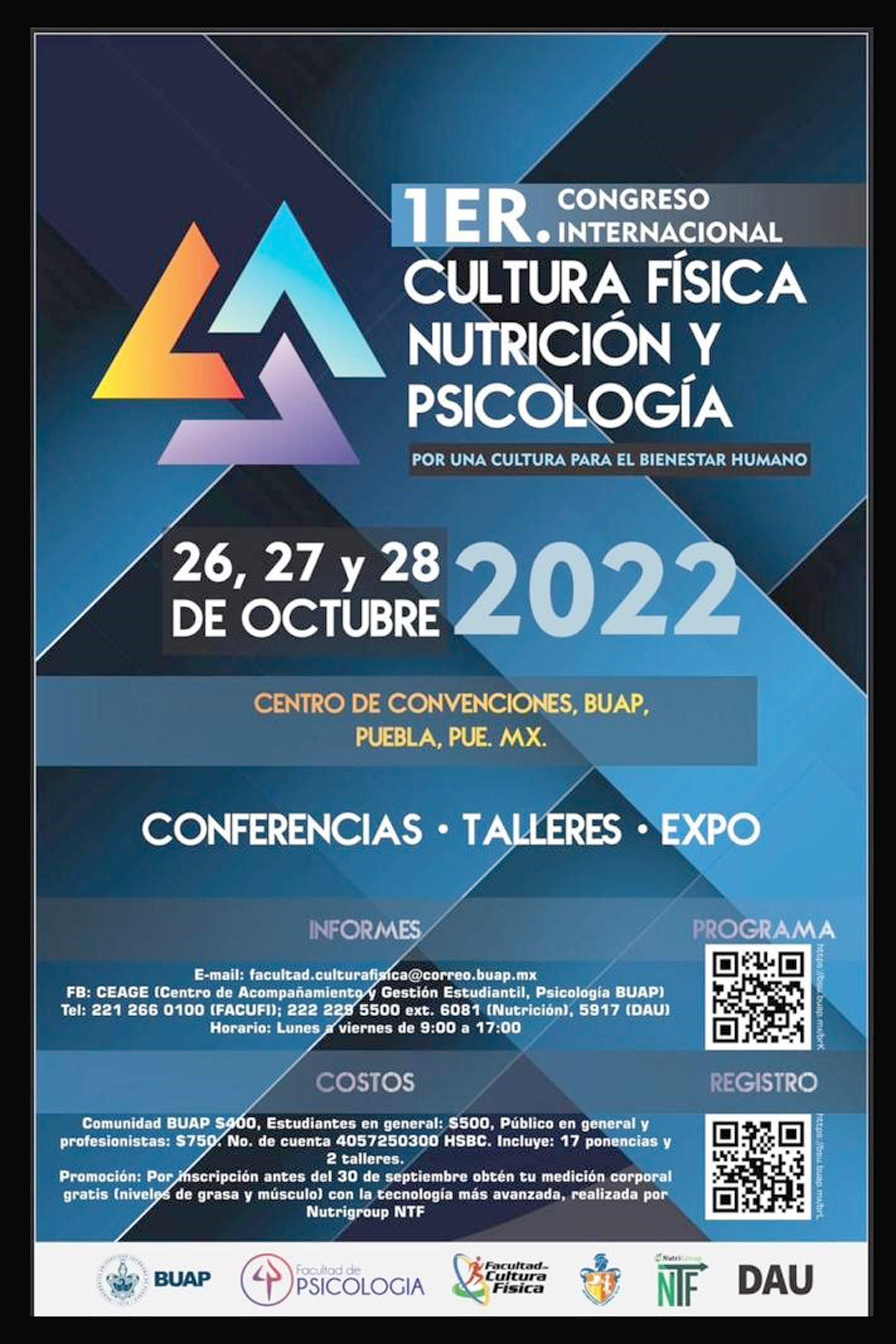 Primer Congreso Internacional Cultura Física, Nutrición y Psicología Boletines BUAP